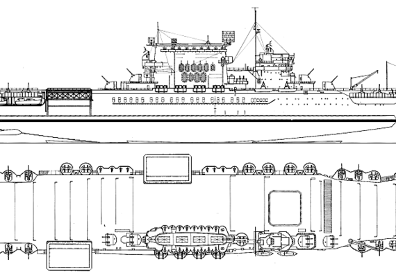 Авианосец USS CV-4 Ranger 1941 [Aircraft Carrier] - чертежи, габариты, рисунки